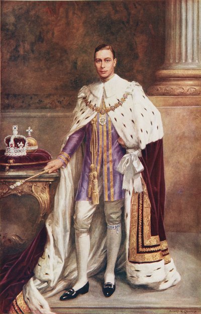 György király koronázási ruhában alkotó: Albert Henry Collings