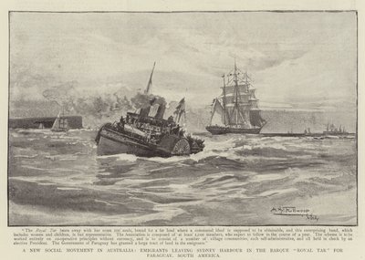 Egy új társadalmi mozgalom Ausztráliában, a Sydney kikötőjéből a Royal Tar bárkán a dél-amerikai Paraguayba tartó kivándorlók alkotó: Albert Henry Fullwood