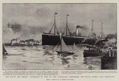 A Queen and Empire számára az ausztrál kontingens egy részének indulása Dél-Afrikába Melbourne-ből alkotó: Albert Henry Fullwood