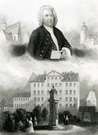 Johann Sebastian Bach (1685-1750) portréja és emlékműve alkotó: Albert Henry Payne