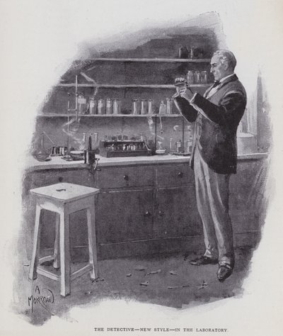 A detektív, új stílus, a laboratóriumban (litho) alkotó: Albert Morrow