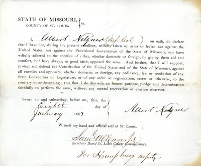Albert Nelgner (Missouri állam, St. Louis megye) hűségi esküje alkotó: Albert Nelgner