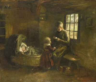 "A kiságyban" alkotó: Albert  Neuhuys
