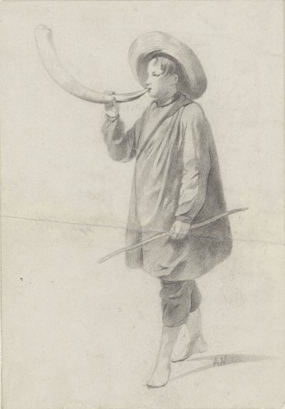 Pásztorfiú kürtöt fúj alkotó: Albert  Neuhuys