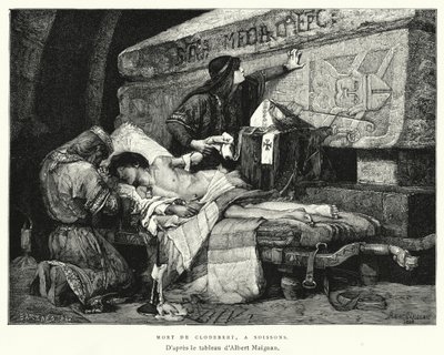 Clodebert halála, Soissonsnál (metszet) alkotó: Albert Pierre René (after) Maignan