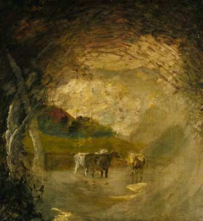 Táj fákkal és szarvasmarhákkal, 1897 előtt. alkotó: Albert Pinkham Ryder