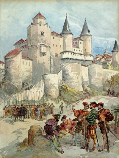 Egy fogoly, Francois 1. (1494-1547) 1526-ig a madridi (Spanyolország) Alcazar tornyába volt bezárva. alkotó: Albert Robida