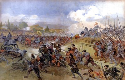 Cerisolles-i csata Ist. Ferenc és V. Károly között alkotó: Albert Robida