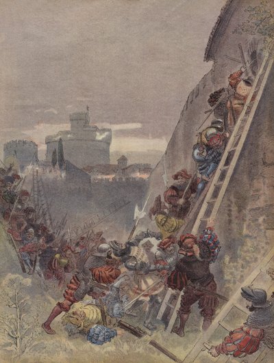 Bourbont a Róma elleni támadásban ölték meg 1527. május 6-án alkotó: Albert Robida