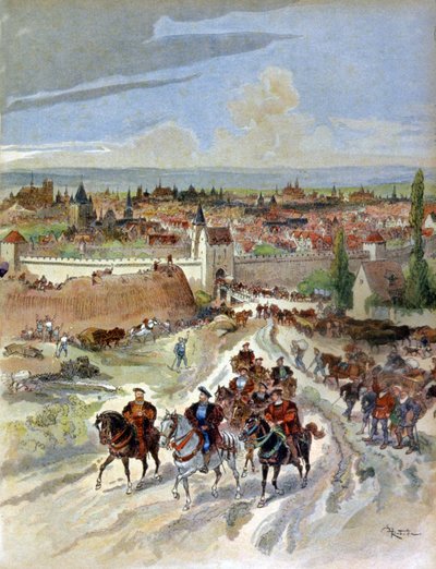 I. Ferenc elhagyja Párizst alkotó: Albert Robida