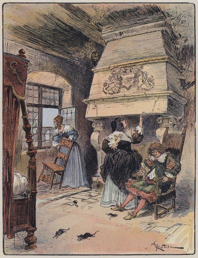 Illusztráció a Le Capitaine Bellormeau-hoz: A Robida illusztrálta (színes litó) alkotó: Albert Robida