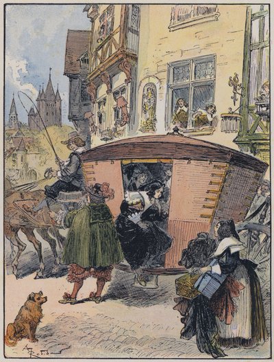 Illusztráció a Le Capitaine Bellormeau-hoz: A Robida illusztrálta (színes litó) alkotó: Albert Robida