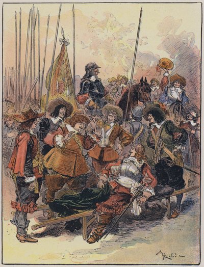 Illusztráció a Le Capitaine Bellormeau-hoz: A Robida illusztrálta (színes litó) alkotó: Albert Robida