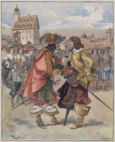 Illusztráció a Le Capitaine Bellormeau-hoz: A Robida illusztrálta (színes litó) alkotó: Albert Robida