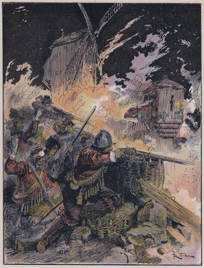 Illusztráció a Le Capitaine Bellormeau-hoz: A Robida illusztrálta (színes litó) alkotó: Albert Robida