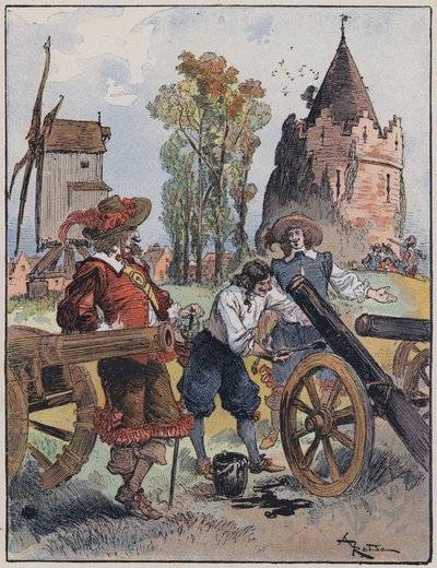Illusztráció a Le Capitaine Bellormeau-hoz: A Robida illusztrálta (színes litó) alkotó: Albert Robida