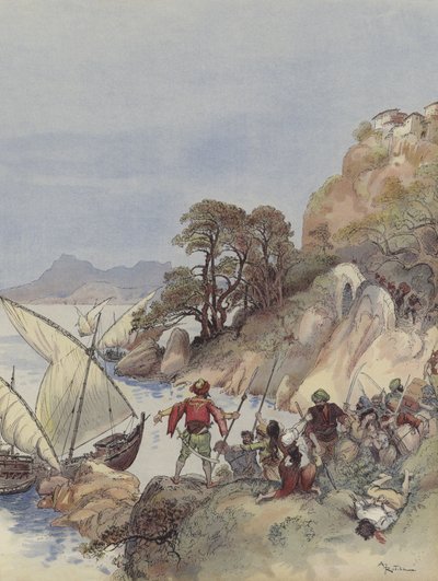 A barbárok terrorizálják a Földközi-tenger partját, elrabolják a lakosságot, hogy eladják őket rabszolgának alkotó: Albert Robida