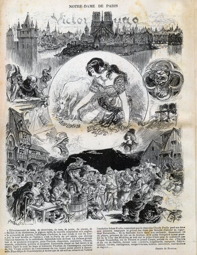 Victor Hugo (1802-1885) Notre-Dame de Paris (Notre-Dame de Paris) Albert Robida (1848-1926) rajza az 1902-es "" Le rire ""-ben alkotó: Albert Robida