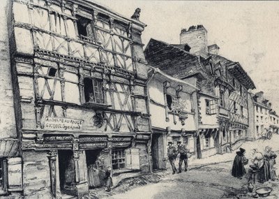 Rue Fardel a Saint Brieuc (Saint-Brieuc) - Ó-Franciaország - Bretagne - szöveg, rajzok és litográfiák, Albert Robida (1848-1926), dátum nélküli 19. század vége alkotó: Albert Robida