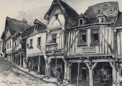Rue Poterie a Fougeres Ille-et-Vilaine megyében - La vieille Franciaország - La Bretagne - szöveg, rajzok és litográfiák, Albert Robida (1848-1926) alkotó: Albert Robida