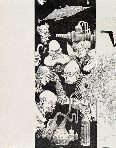 Hét tudós találmányával. A. Robida „Háború a 20. században” című művében alkotó: Albert Robida