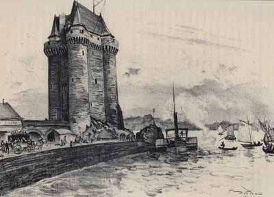 A Solidor-torony Saint-Malo-ban, Saint-Servan kerületében erősíti meg - Ó-Franciaország - Bretagne - szövegek, rajzok és litográfiák, Albert Robida (1848-1926). alkotó: Albert Robida