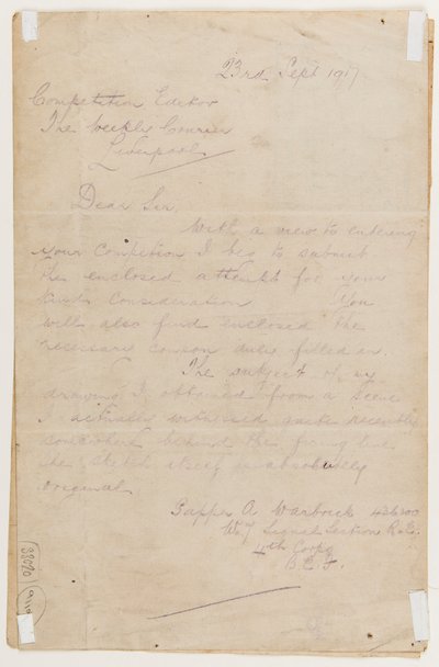 Levél a versenyszerkesztőhöz, 1917. szeptember 23 alkotó: Albert Warbrick