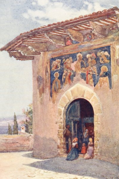 Zarándokok kápolnája, Assisi (színes litográfia) alkotó: Alberto Pisa