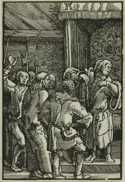 Krisztus Kajafás előtt, Az ember bukása és megváltása c alkotó: Albrecht Altdorfer
