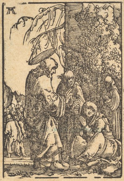 Krisztus búcsút vesz anyjától, az emberiség bukásából és üdvösségéből a ...-n keresztül, kb. 1513. alkotó: Albrecht Altdorfer