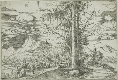 Táj dupla lucfenyővel alkotó: Albrecht Altdorfer
