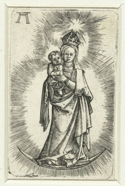 Madonna a Holdsarlón alkotó: Albrecht Altdorfer