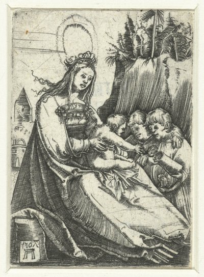 Mária a gyermek Krisztussal és két fiúval alkotó: Albrecht Altdorfer