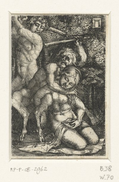 Szatír és egy férfi harcol egy nőért alkotó: Albrecht Altdorfer