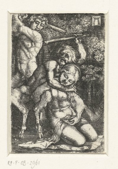 Szatír és egy férfi harcol egy nőért alkotó: Albrecht Altdorfer
