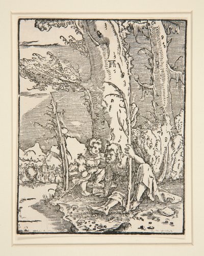 A gyermek Jézus Szent Kristóffal, A bukás és az ember megváltása című sorozatból alkotó: Albrecht Altdorfer