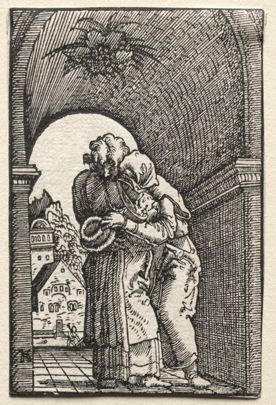Az ember bukása és megváltása: Joachim és Anne ölelése a Golden Gate-nél, 1515. alkotó: Albrecht Altdorfer