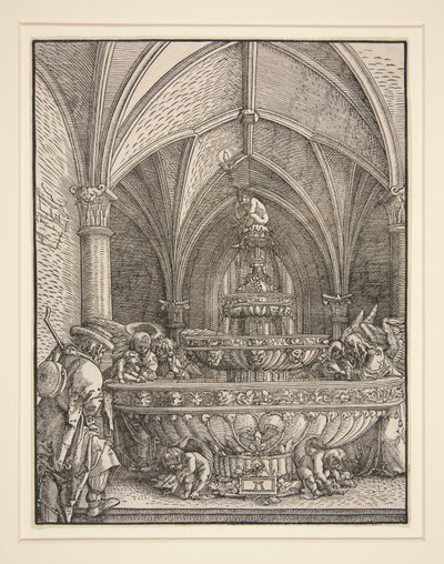 A Szent Család egy szökőkútnál Egyiptomba repül alkotó: Albrecht Altdorfer