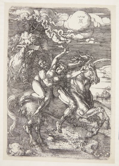 Elrablás egy unikornison alkotó: Albrecht Dürer