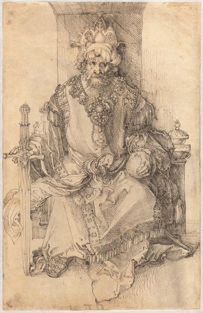 Egy keleti uralkodó a trónján ül alkotó: Albrecht Dürer