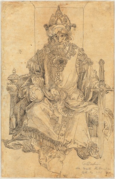 Egy keleti uralkodó a trónján ül alkotó: Albrecht Dürer