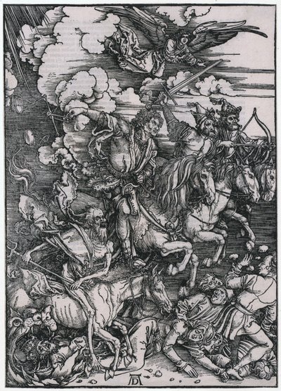 Az Apokalipszis lovasai, III. alak, az „Apokalipszis” sorozat 5. lapja alkotó: Albrecht Dürer