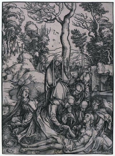 Krisztus siratása, a „Die Grosse Passion” sorozat 9. lapja alkotó: Albrecht Dürer