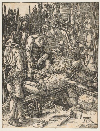 A keresztre szegezett Krisztus, A kis szenvedésből, kb. 1509. alkotó: Albrecht Dürer