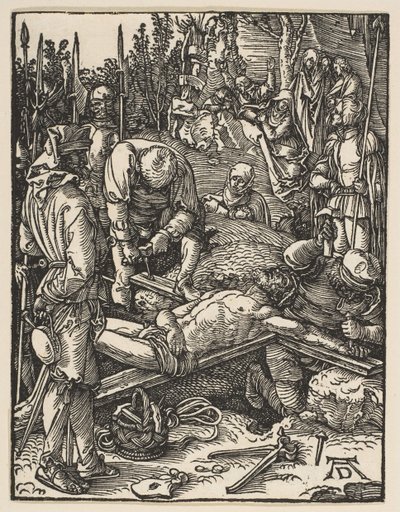 A keresztre szegezett Krisztus, A kis szenvedésből, kb. 1509. alkotó: Albrecht Dürer