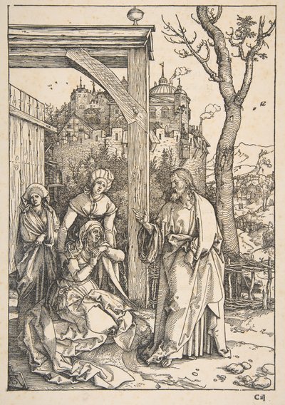 Krisztus búcsúzik édesanyjától, „A Szűz élete” című műből alkotó: Albrecht Dürer