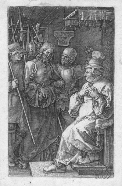 Krisztus Kajafás előtt alkotó: Albrecht Dürer