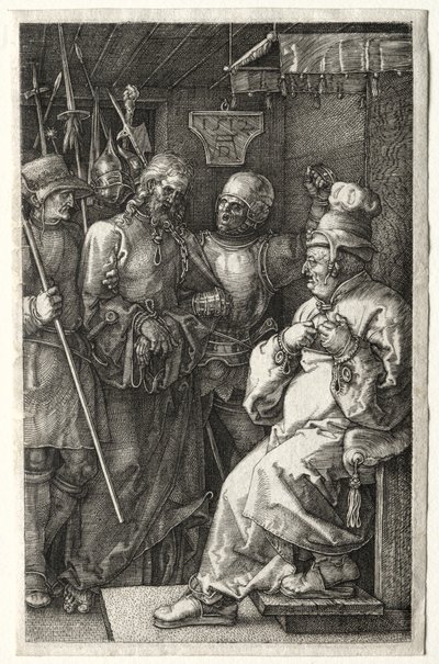 Krisztus Kajafás előtt, 1512. alkotó: Albrecht Dürer