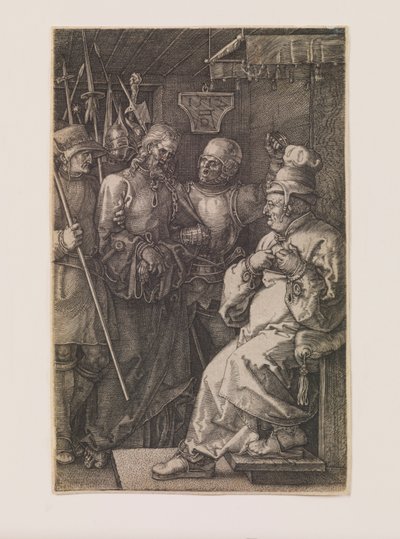 Krisztus Kaifás előtt, a „Bevésett szenvedély” sorozatból alkotó: Albrecht Dürer