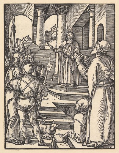 Krisztus Pilátus előtt, „A kis passió” című műből alkotó: Albrecht Dürer